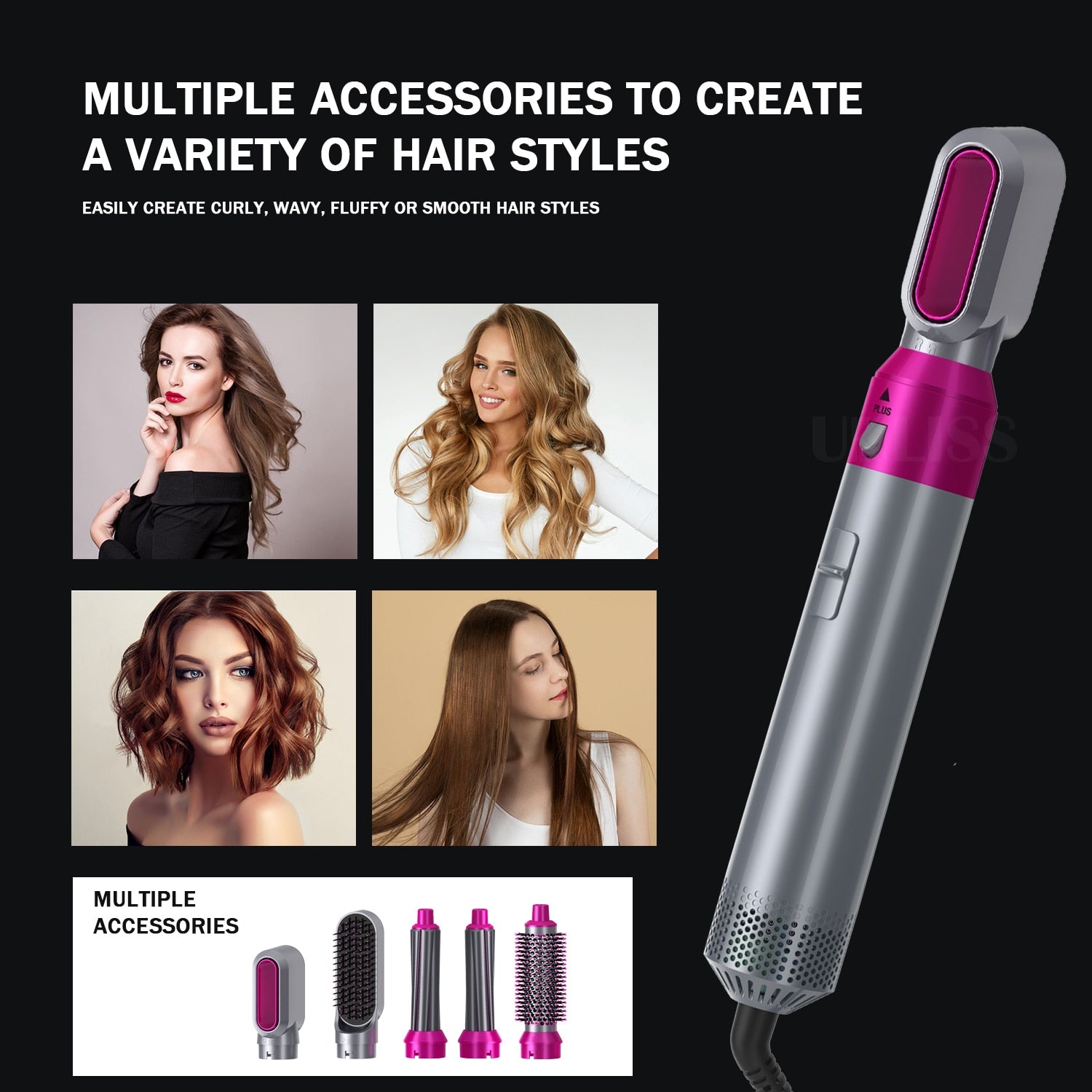 5 In 1 Hair Dryer Brush Professional Hair Curler